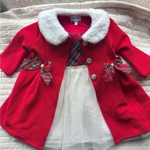 Blueberri Boulevard Girls Size 2T 2 Piece Holiday Dress Red Velvet Christmas